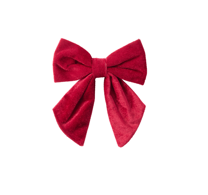 Sløjfe velour vinrød 17 cm